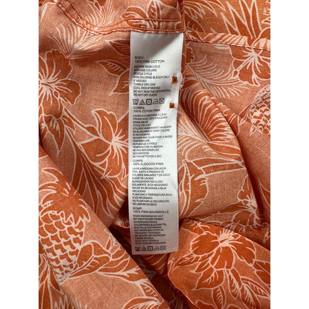 Tommy Bahama Texas Longhorns Hawaiian Cotton Camp Shirt Orange/White — Size 2XL - Picture 6 of 8